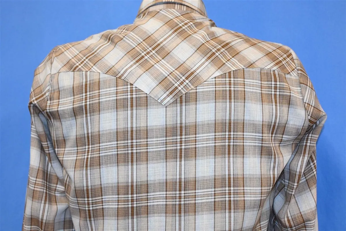 80s Levi's Brown Plaid Double Pearl Snap Western Shirt Small