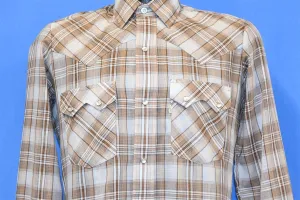 80s Levi's Brown Plaid Double Pearl Snap Western Shirt Small