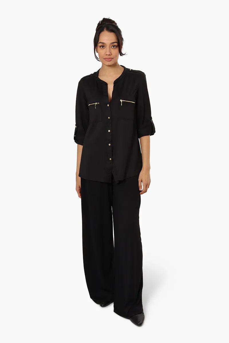 Beechers Brook Zip Pocket Roll Up Sleeve Shirt - Black