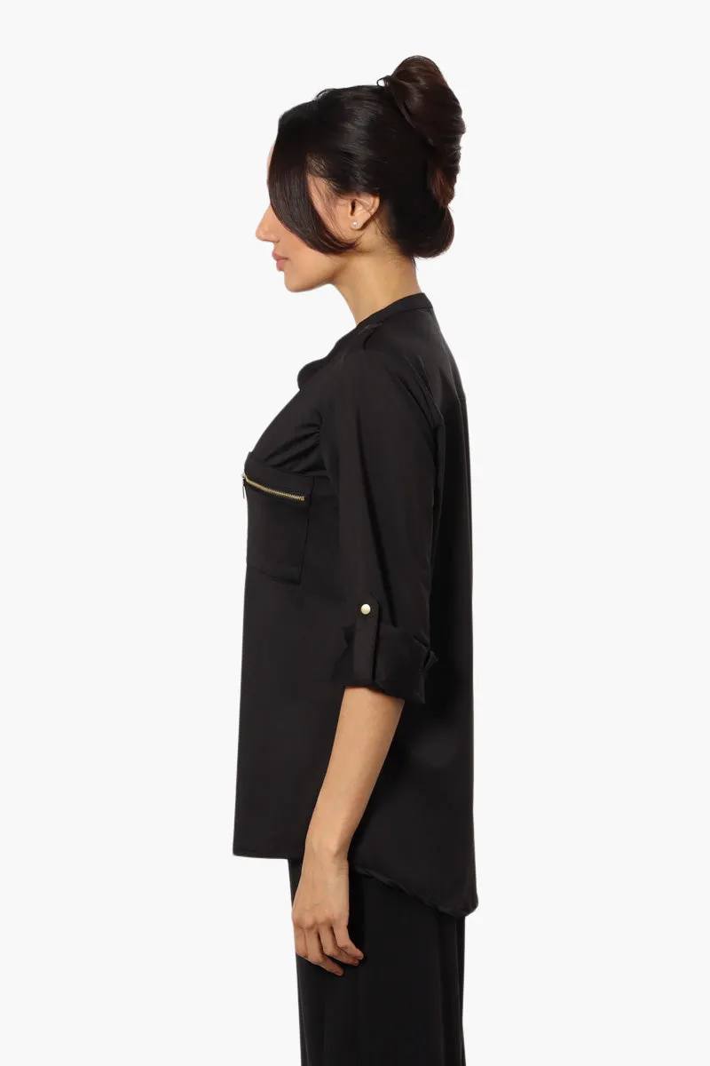 Beechers Brook Zip Pocket Roll Up Sleeve Shirt - Black