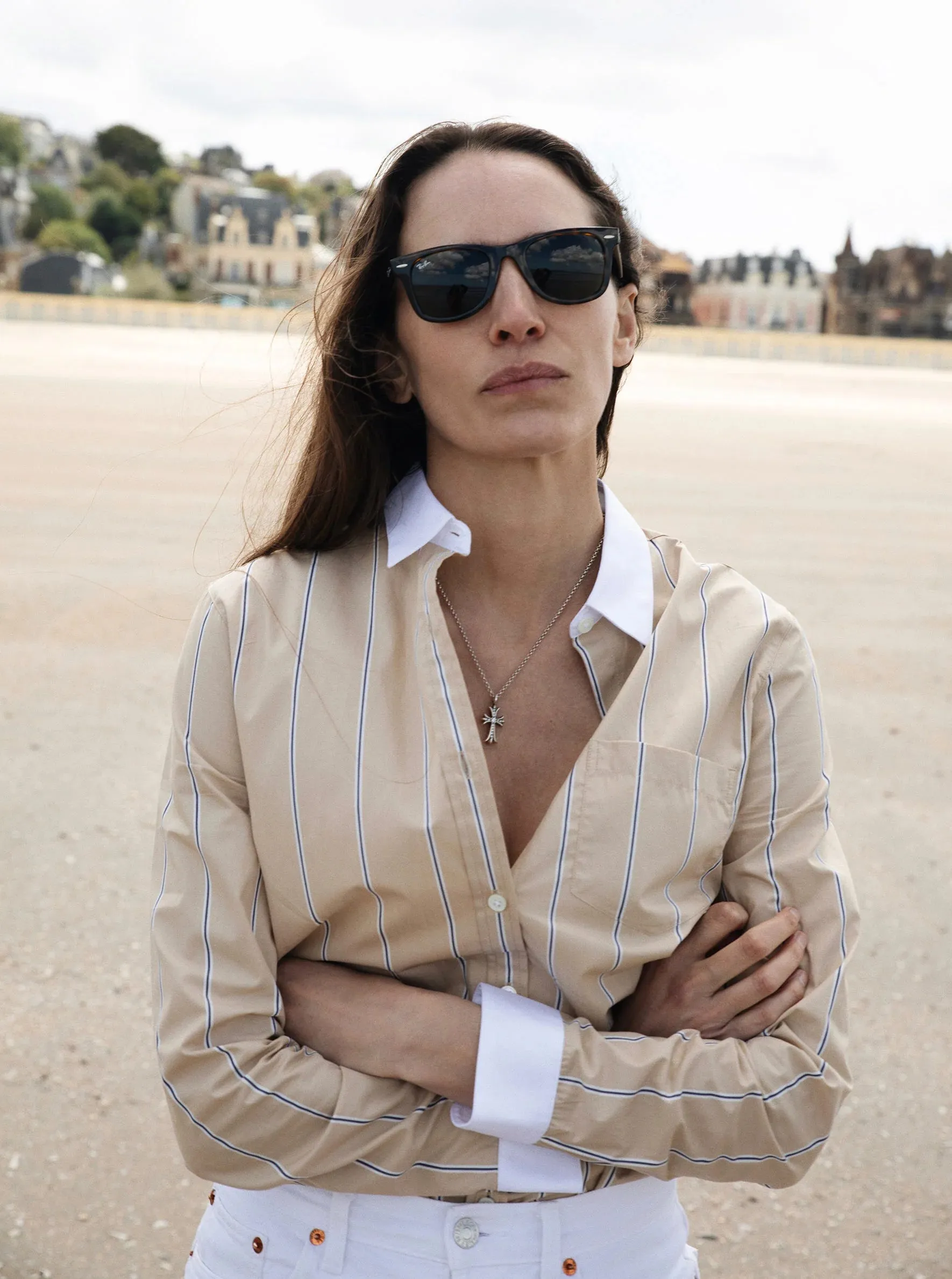Beige Olive & White Paris Shirt - Chemise en Beige