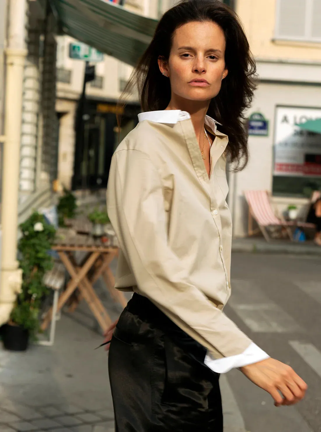Beige Olive & White Paris Shirt - Chemise en Beige