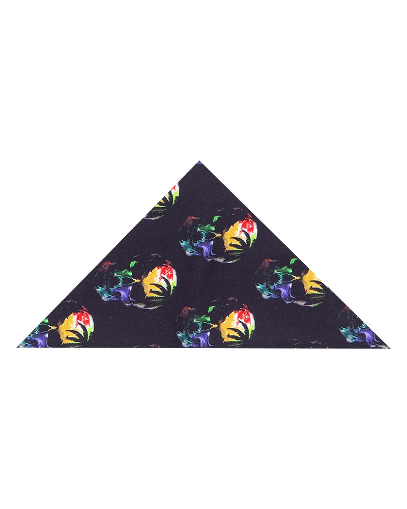 Black Colourful Skull Print Shirt with Matching Handkerchief