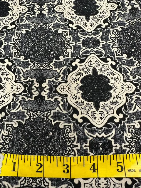 Black Multi Novelty Print Poly Georgette Fabric
