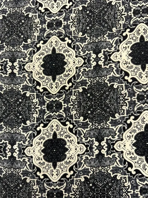 Black Multi Novelty Print Poly Georgette Fabric