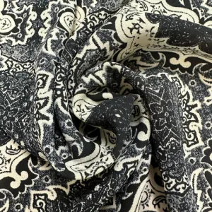 Black Multi Novelty Print Poly Georgette Fabric