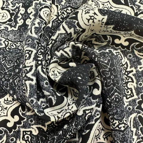 Black Multi Novelty Print Poly Georgette Fabric