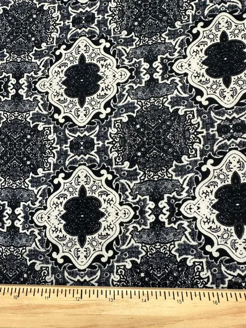 Black Multi Novelty Print Poly Georgette Fabric
