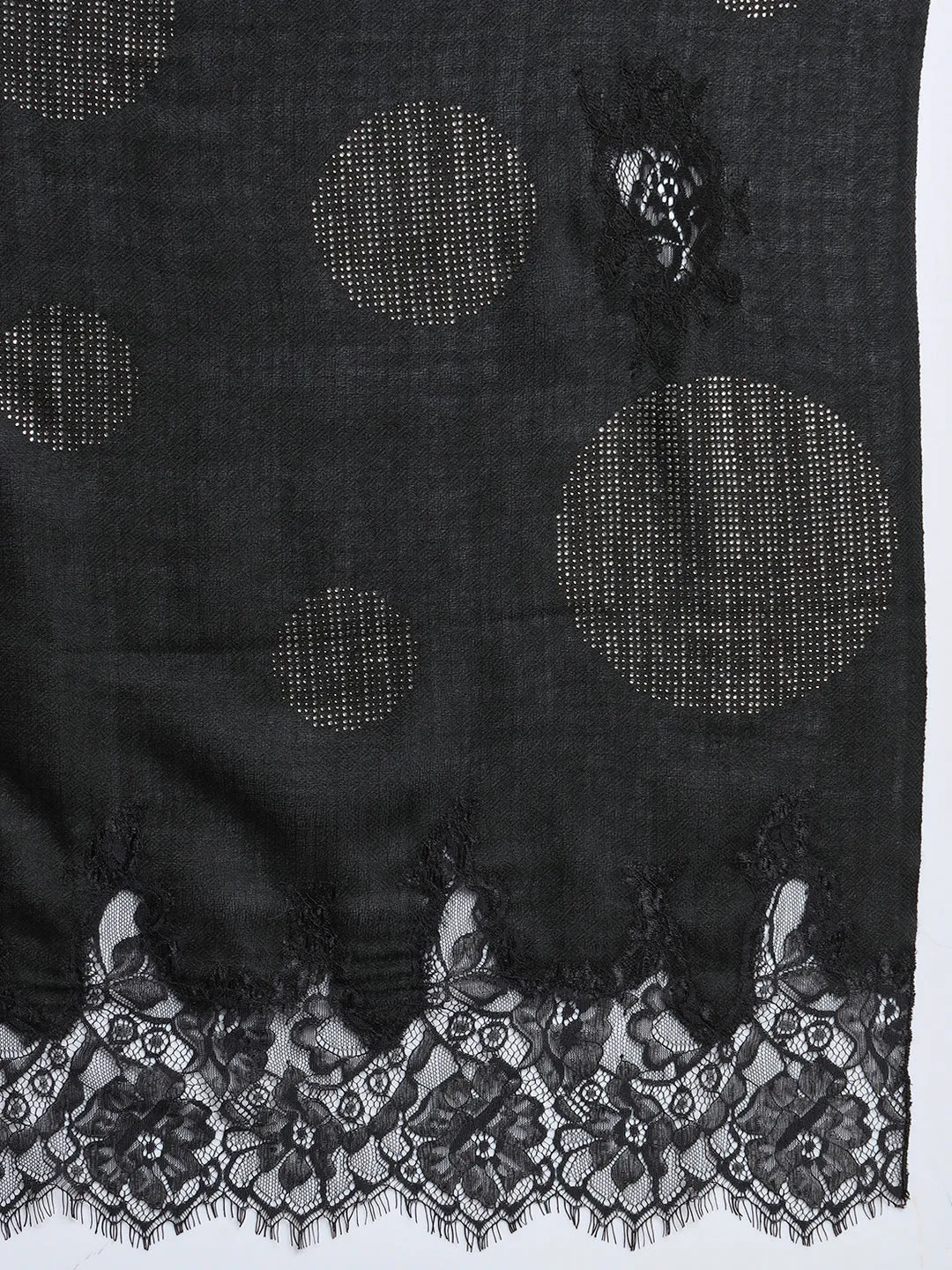 Black shawl with Swarovski Design and Lace