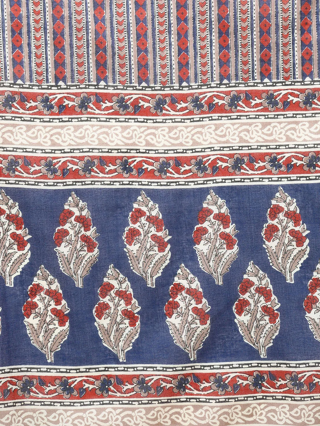 Blue Rayon Blend Floral Printed Kurta Trousers With Dupatta