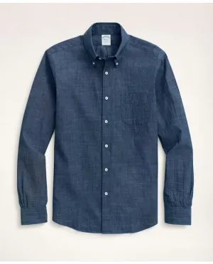 Brooks Brothers Men's Milano Slim-Fit Chambray Sport Shirt Dark Blue