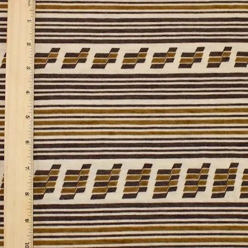 Brown/Beige Wool Blend Stripe Abstract Printed Jersey Knit Fabric