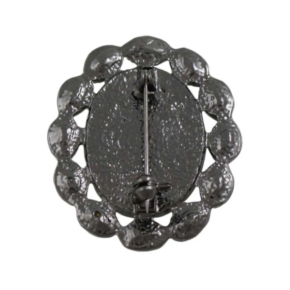 Cameo Brooch Pin with Assorted Blue Crystals - PRF601