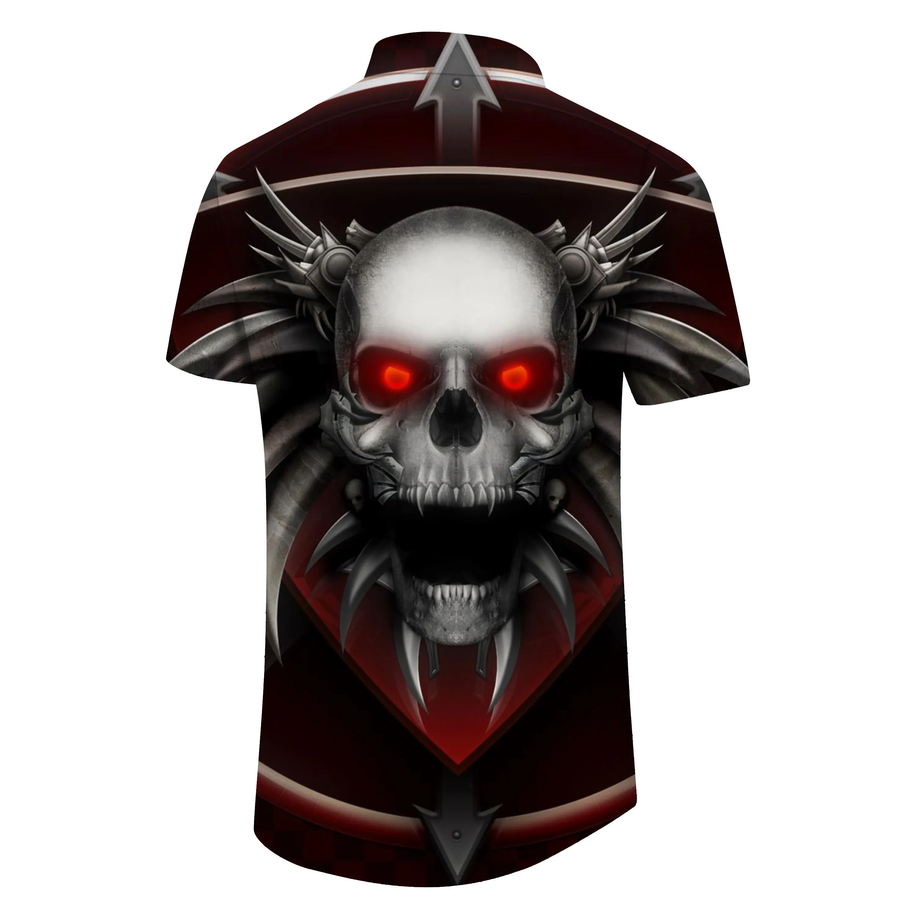 Casual men's Hawaiian button hip hop black skull shirt short sleeve clothing