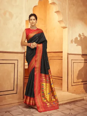 Classic Black Pure Aniruddh Silk Pathani Saree