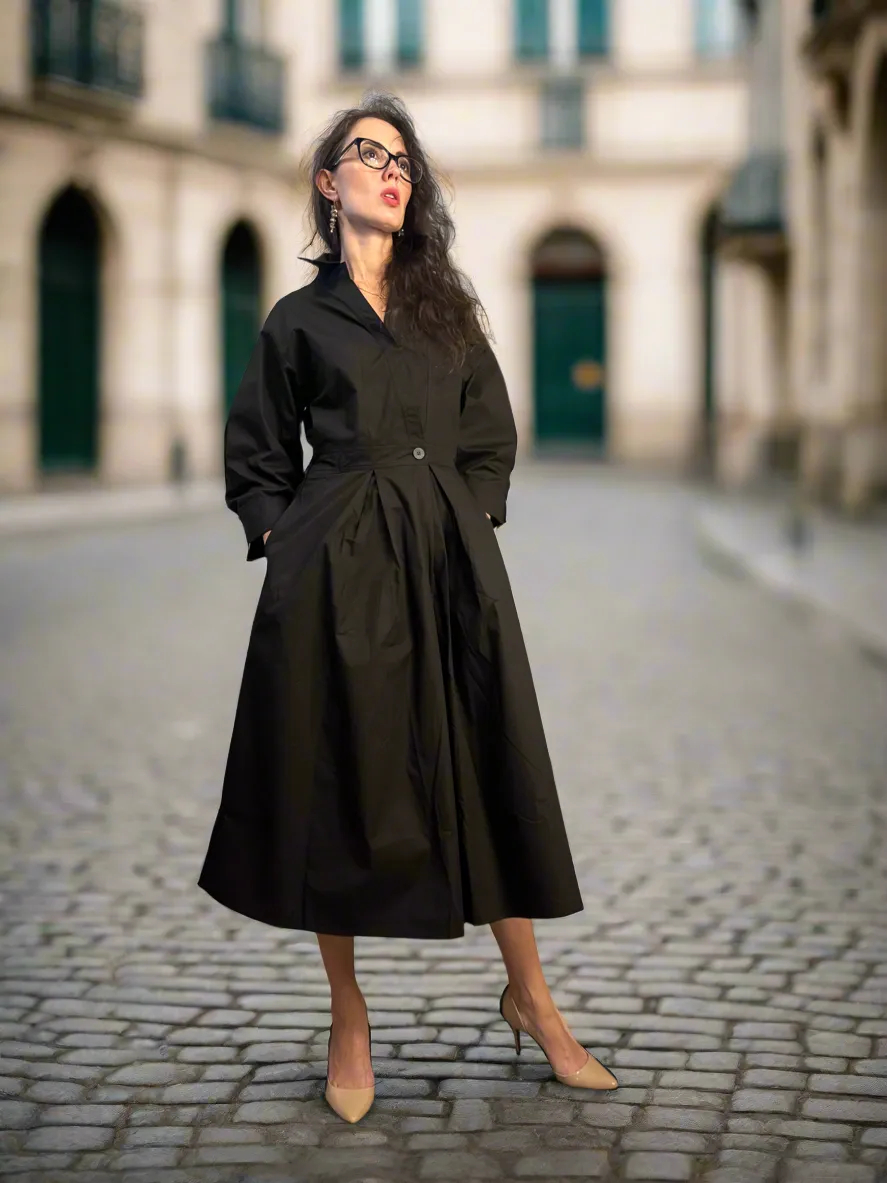Classic Cotton Black Dress