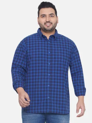 Columbia - Plus Size Men's Regular Fit Blue Checked Full Sleeve Casual Shirt