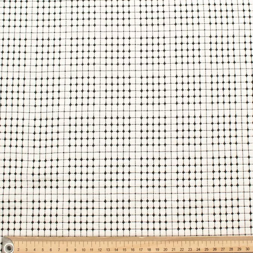 Dobby Cotton Blend Black & White Woven Checks