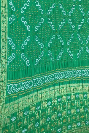Elegant Green Banarasi Bandhani Gajji Silk Saree