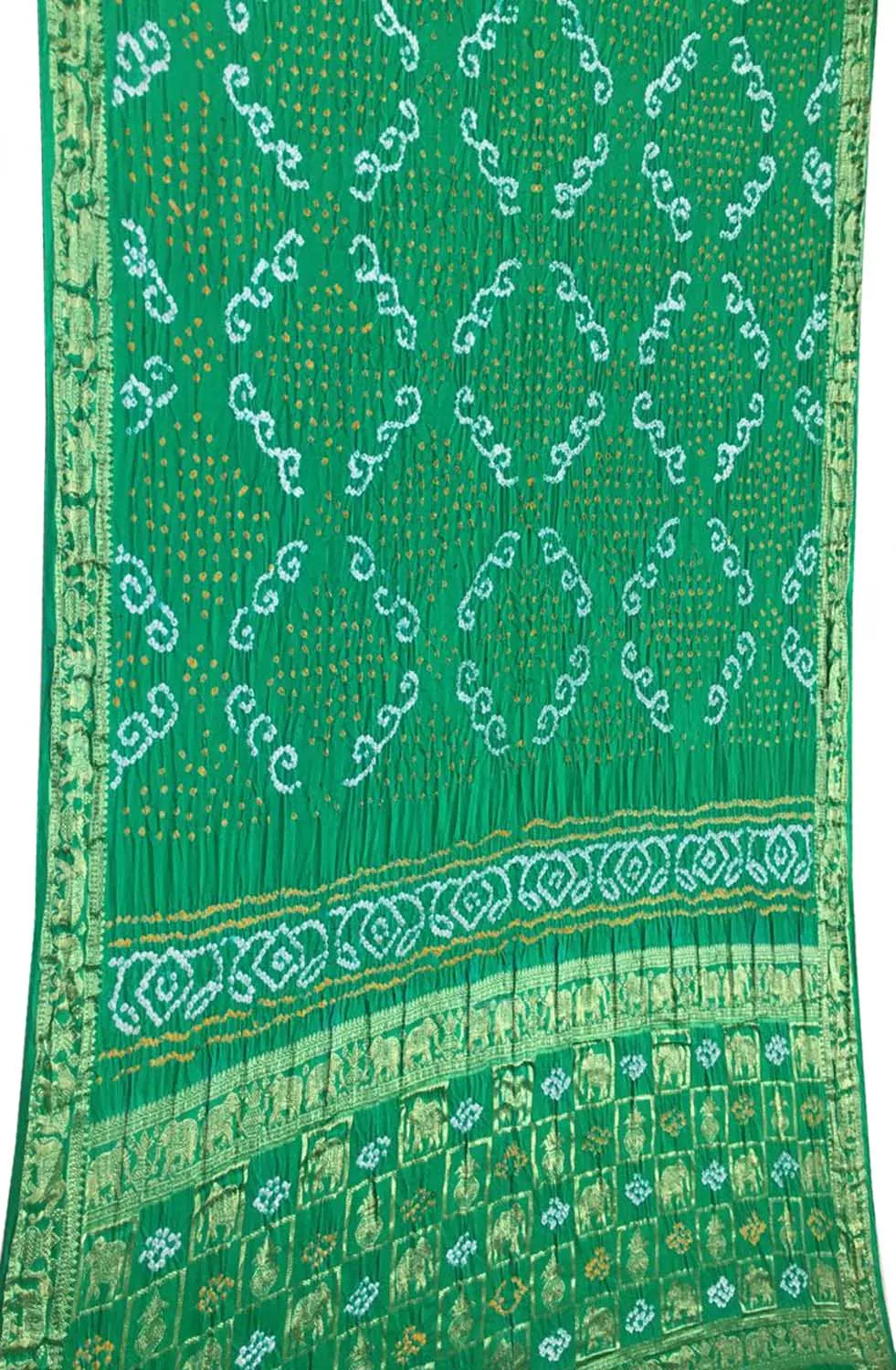 Elegant Green Banarasi Bandhani Gajji Silk Saree