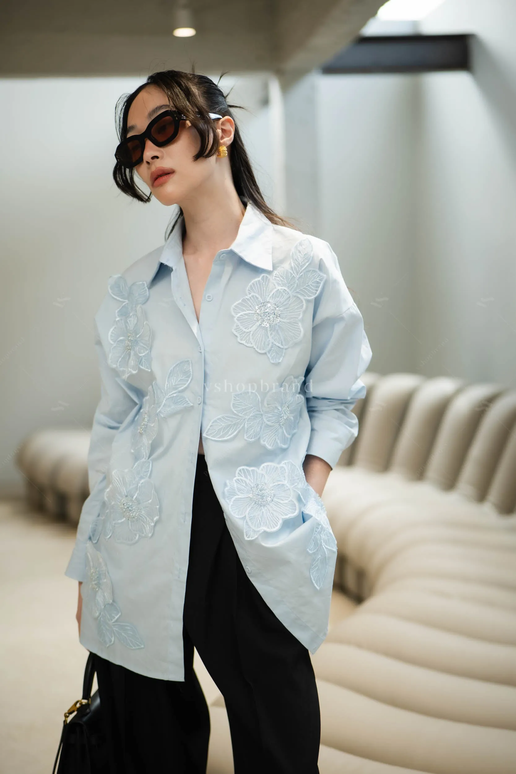Flower Power shirt blue