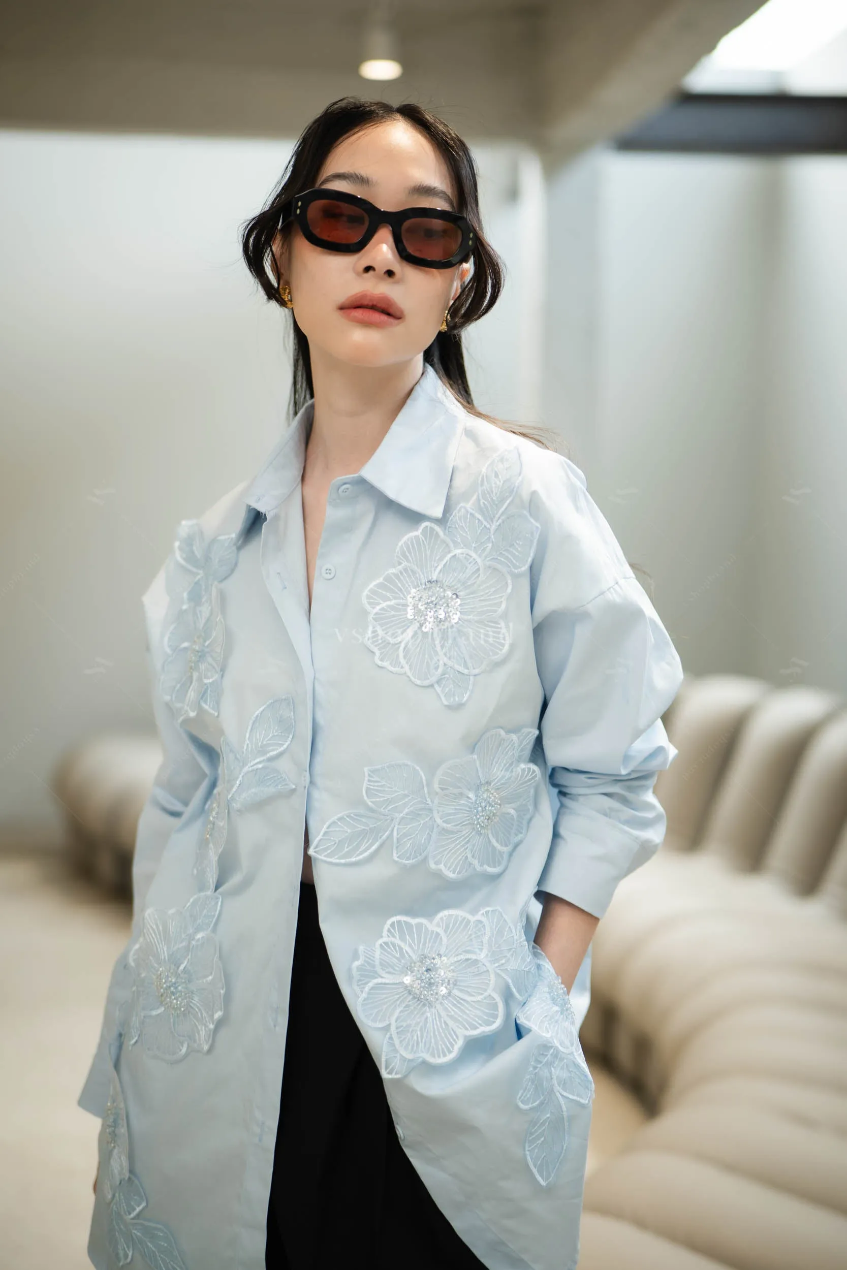 Flower Power shirt blue