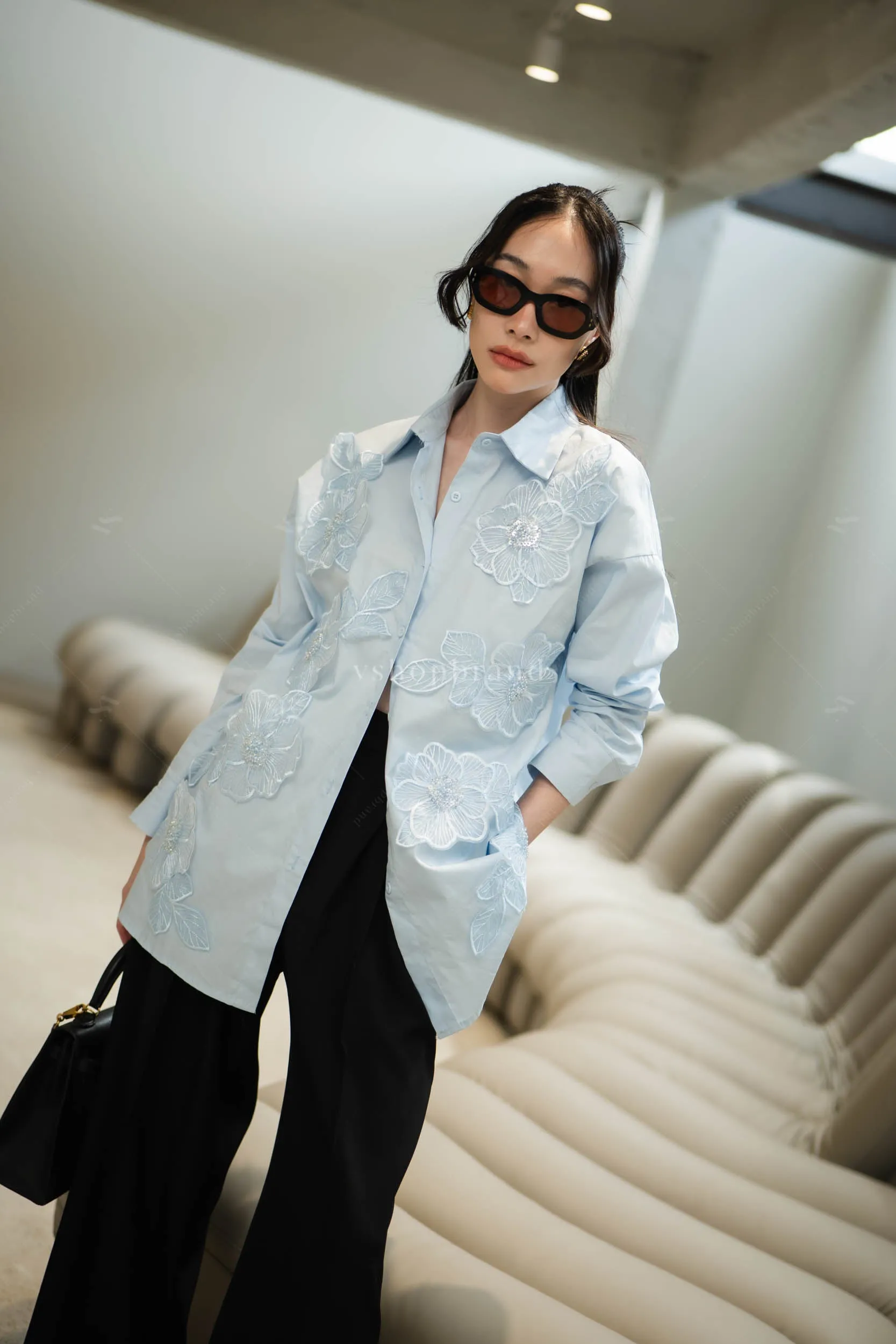 Flower Power shirt blue