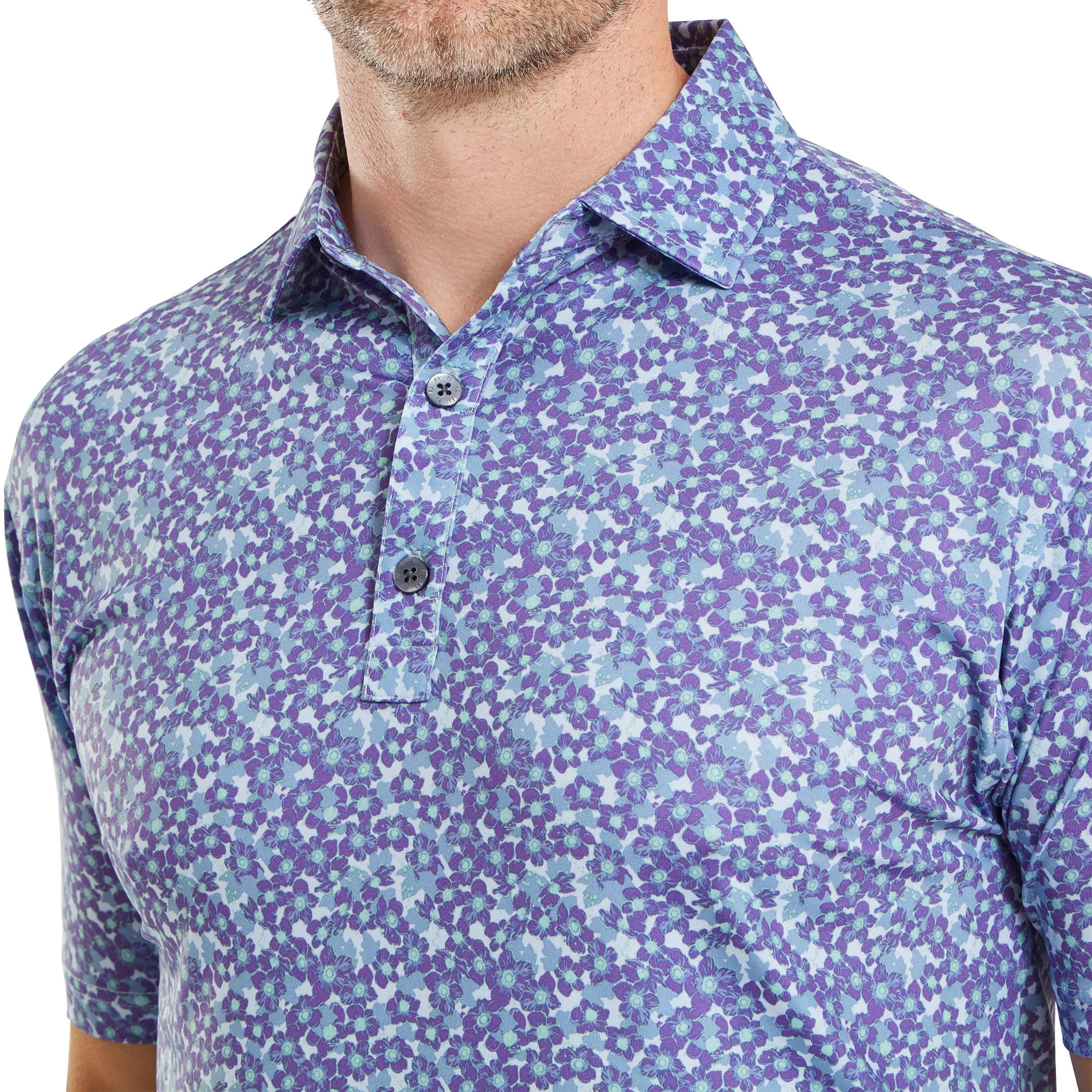 FootJoy Primrose Print Lisle Polo - Thistle/Storm/Mist