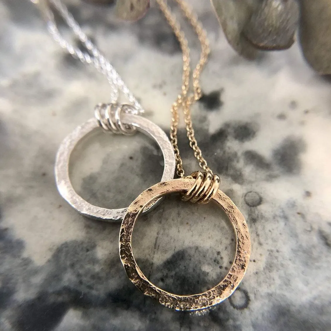 Full Moon Textured Circle Necklace