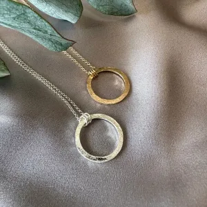 Full Moon Textured Circle Necklace