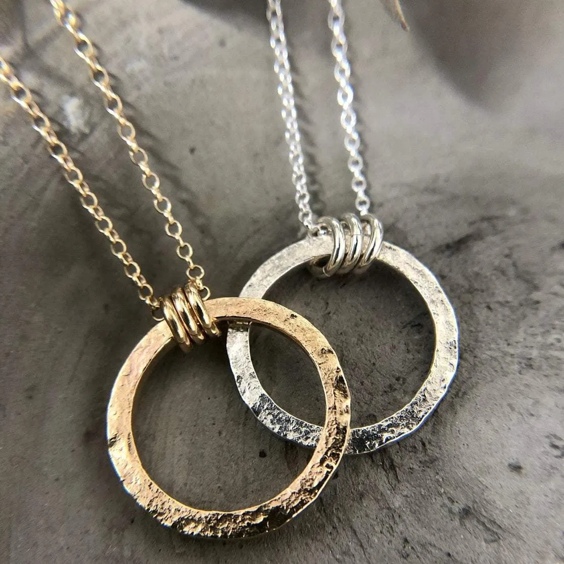 Full Moon Textured Circle Necklace