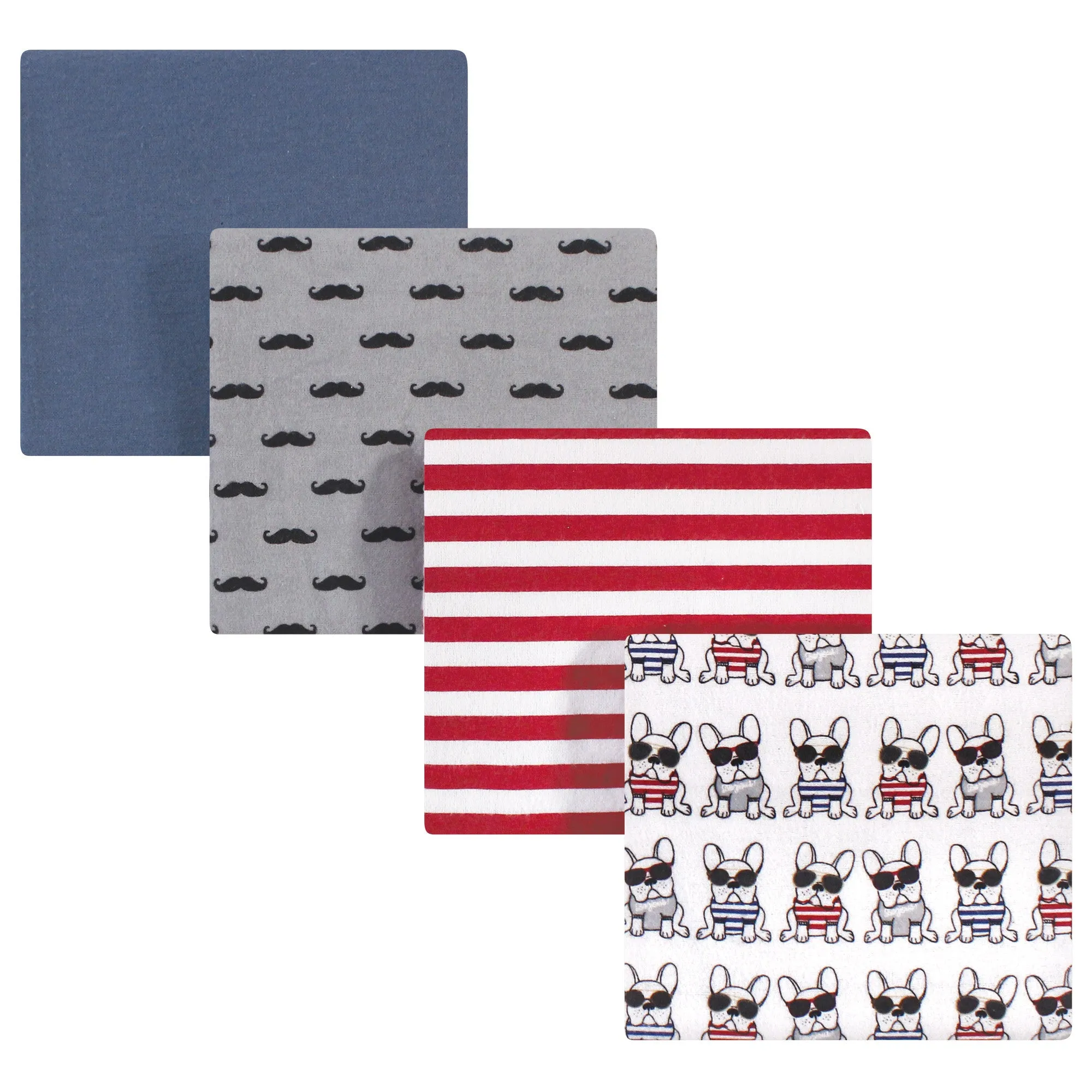 Hudson Baby Cotton Flannel Receiving Blankets, French Dog