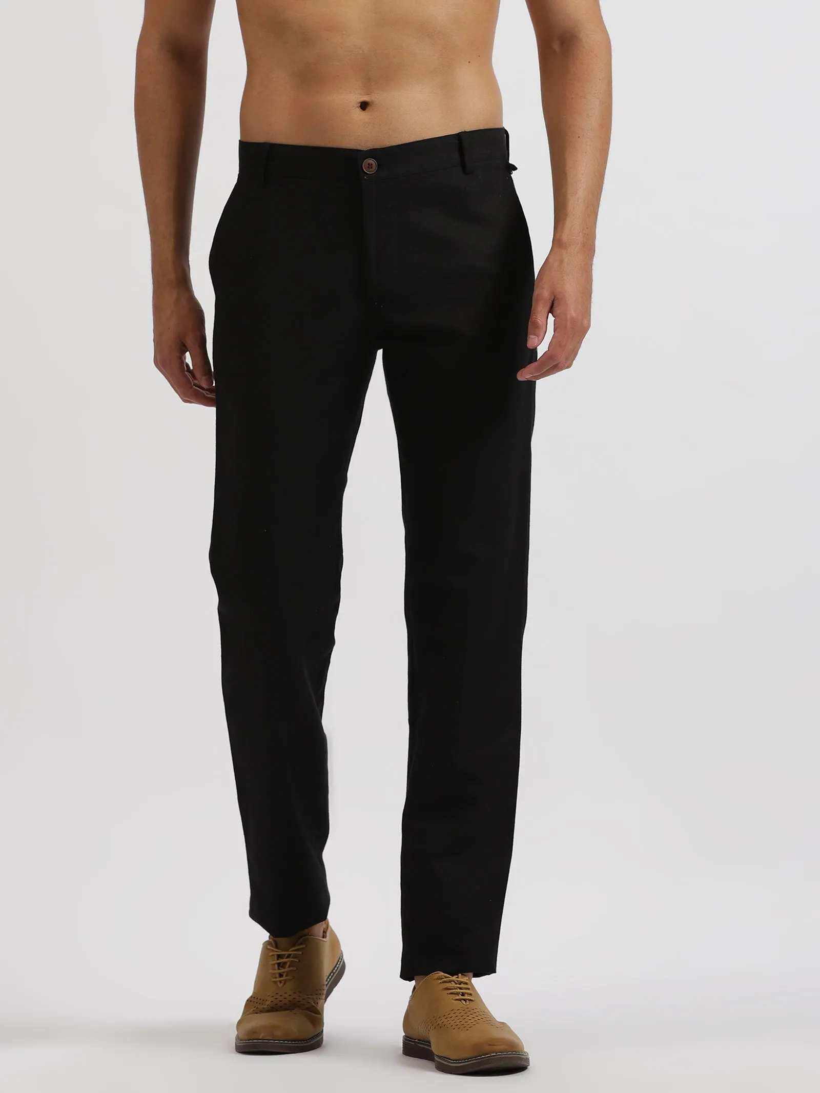 Ian Pure Linen Trousers - Black