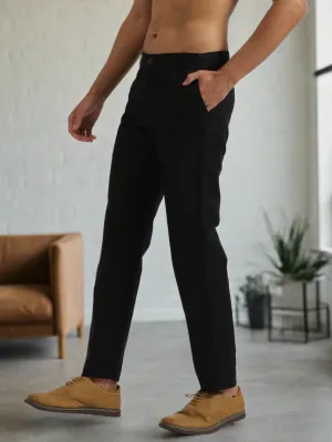 Ian Pure Linen Trousers - Black