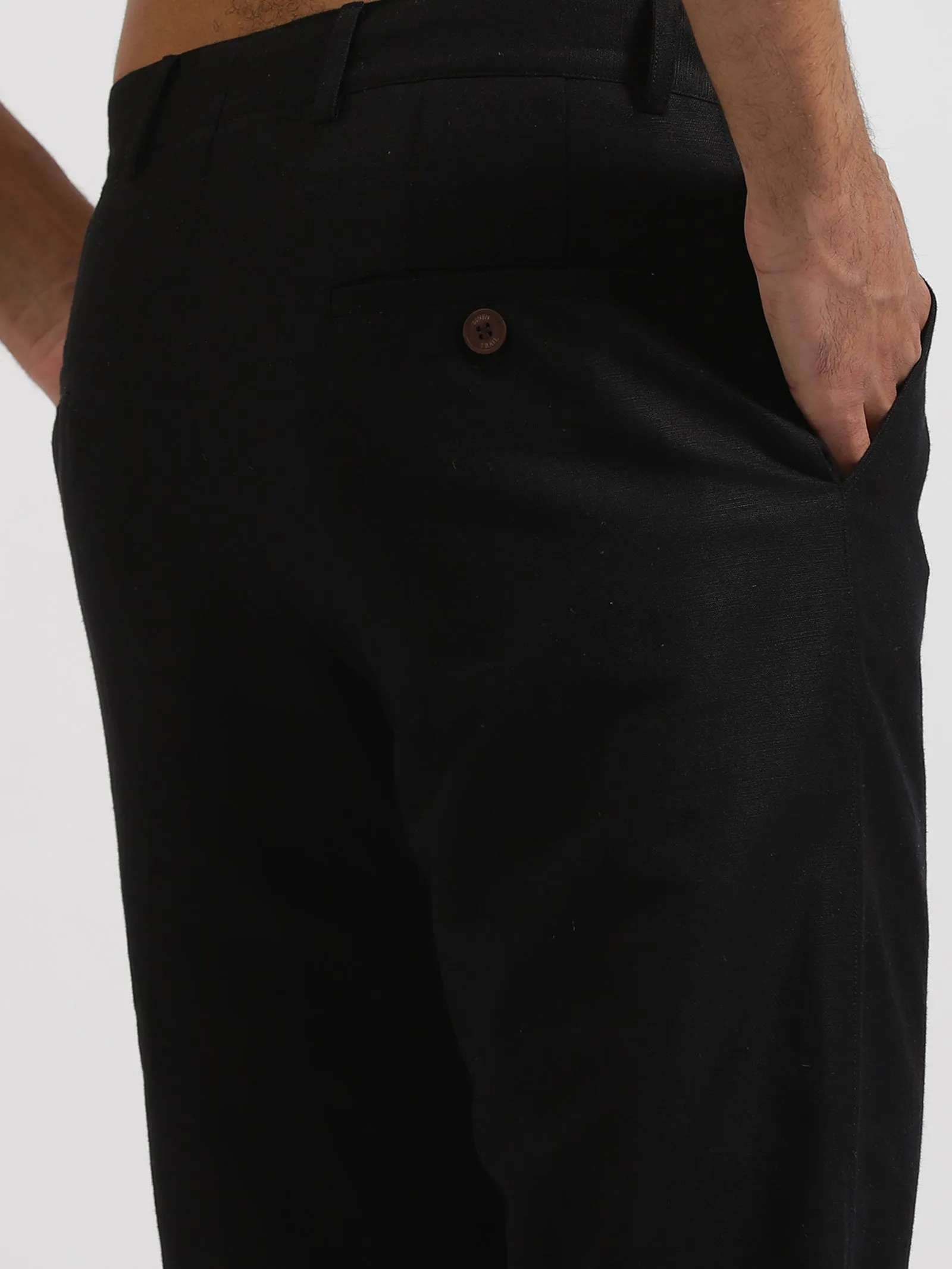 Ian Pure Linen Trousers - Black