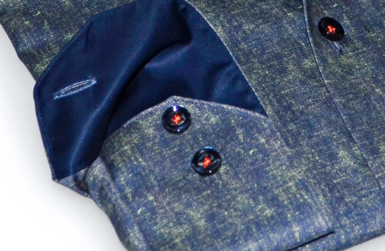Jimmy  Button-Up Shirt With Contrast Details // Green // Contemporary Fit (Regular)- final sale