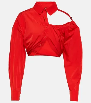 La chemise galliga Jacquemus cropped shirt, red