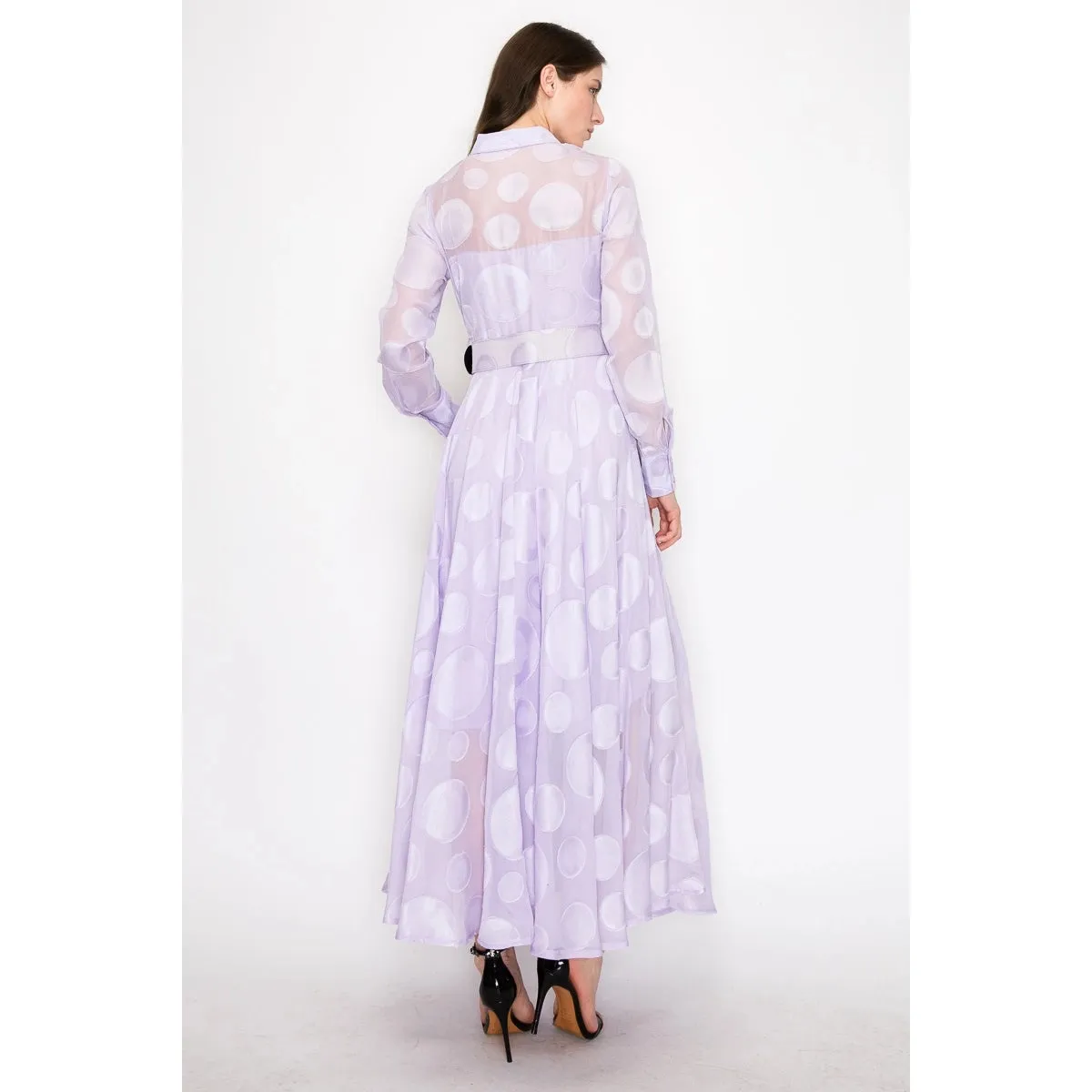 Lavender Polka Dot Belted Dress