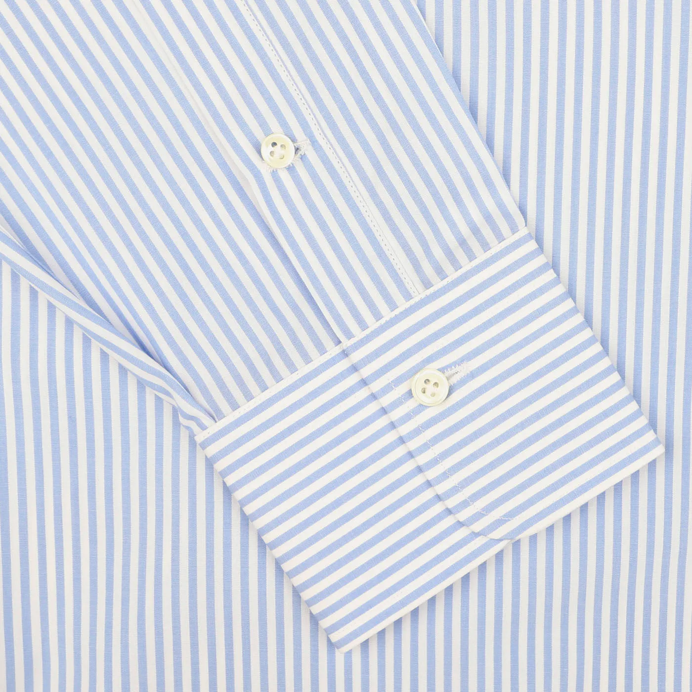 Light Blue Striped Cotton Single Cuff Shirt