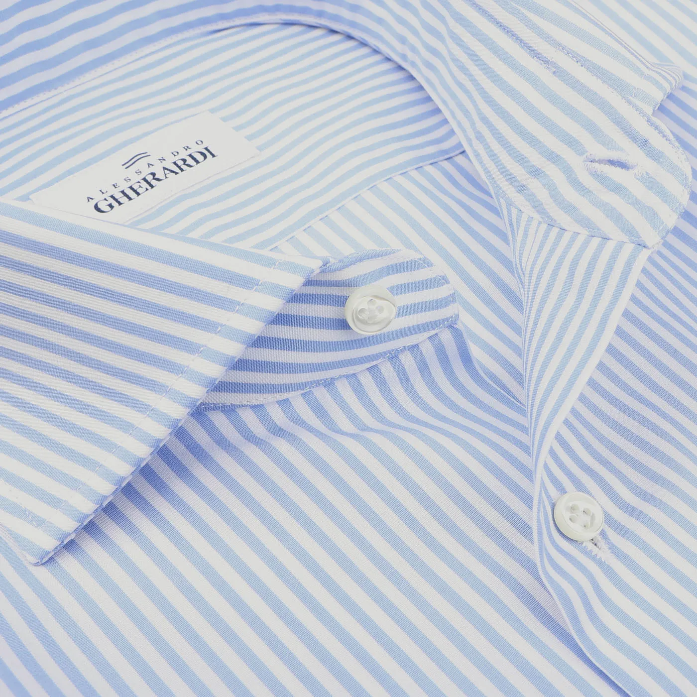 Light Blue Striped Cotton Single Cuff Shirt