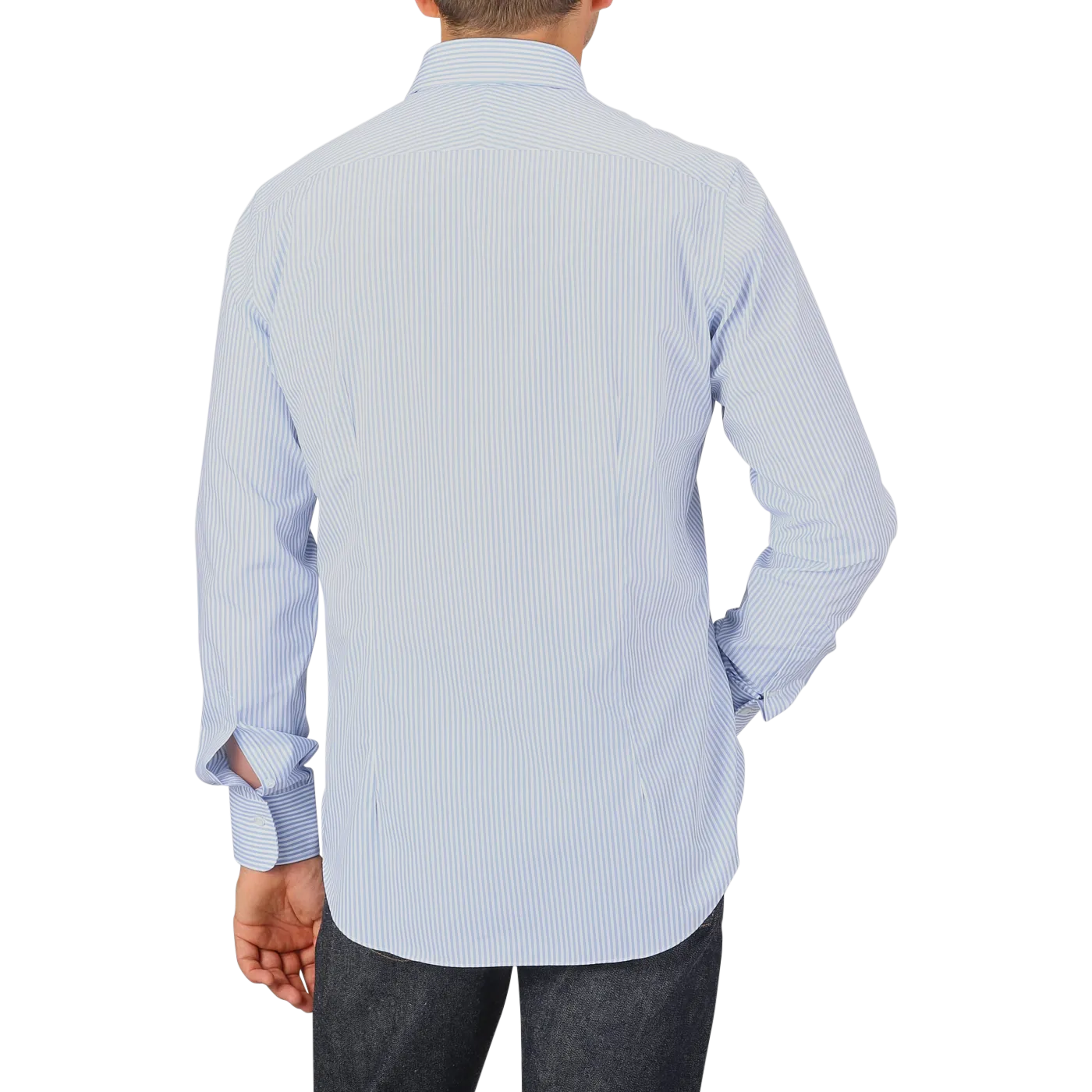 Light Blue Striped Cotton Single Cuff Shirt