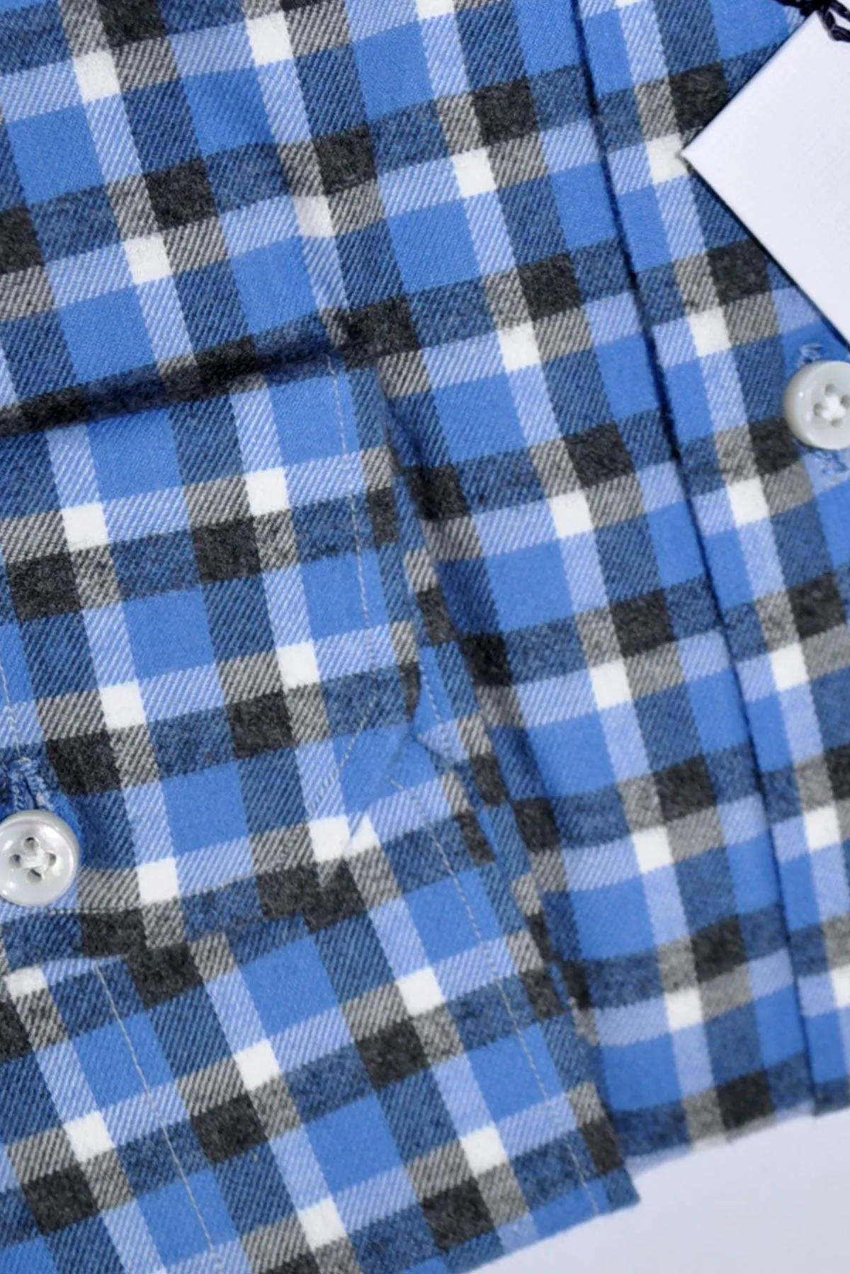 Mattabisch Sport Shirt Blue Gray Plaid Check 41 - 16 REDUCED - SALE
