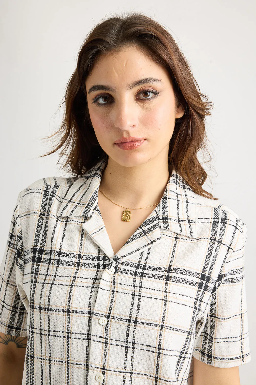 Matty Oversized Women's Shirt - White/Black Checks