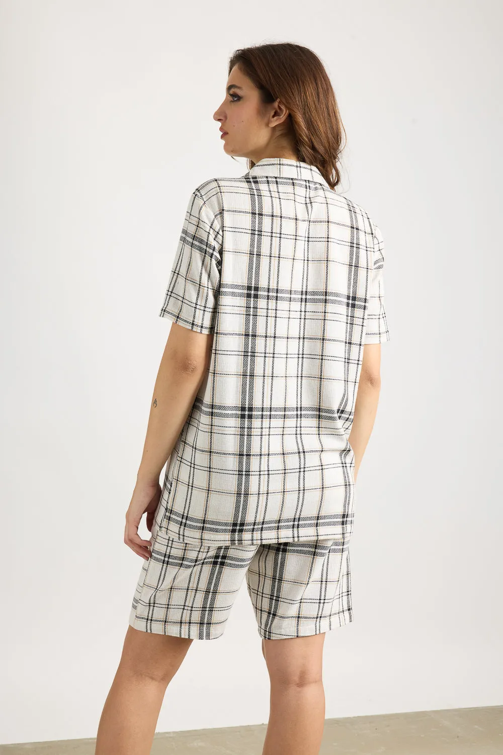 Matty Oversized Women's Shirt - White/Black Checks