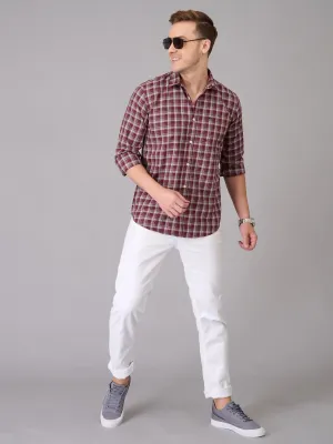 Men Blush Wine Checks Cotton Shirt (GBHM23ED02)