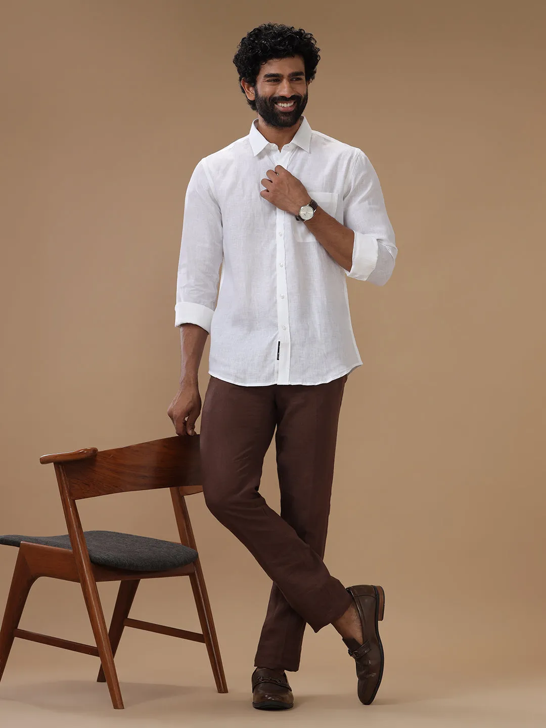 Men Pure Linen White Shirt 5100