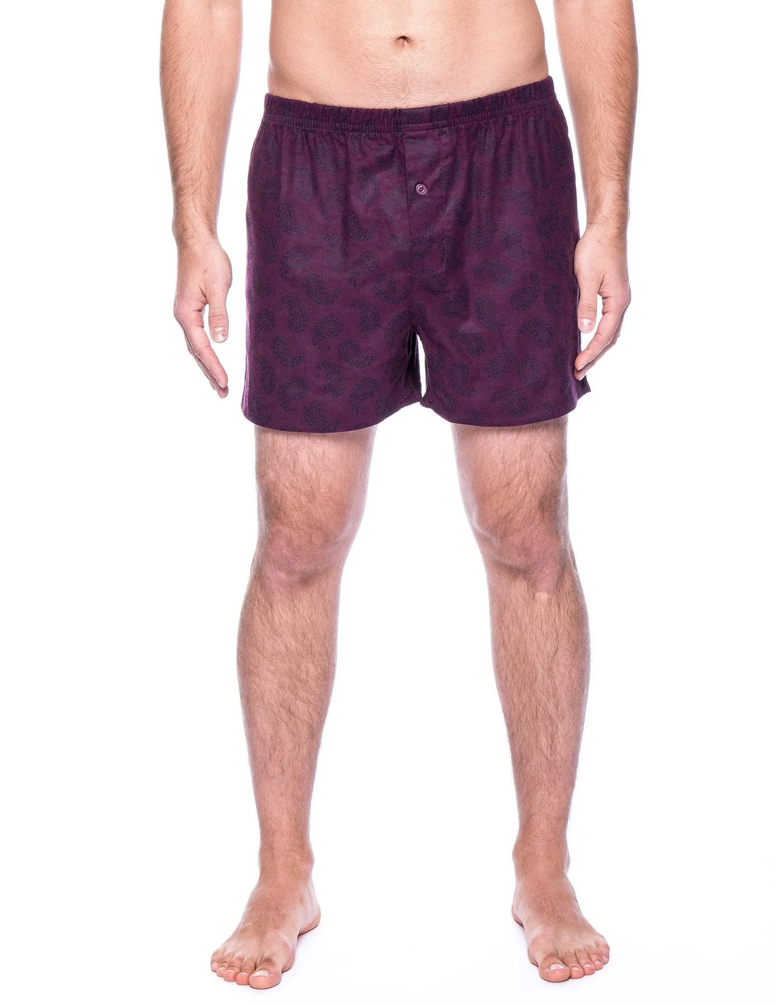 Men's 100% Cotton Flannel Boxers - 2 Pack - Paisley Fig/Navy