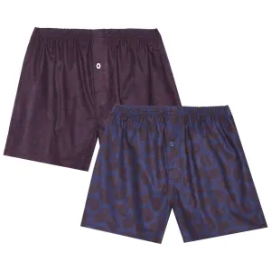 Men's 100% Cotton Flannel Boxers - 2 Pack - Paisley Fig/Navy