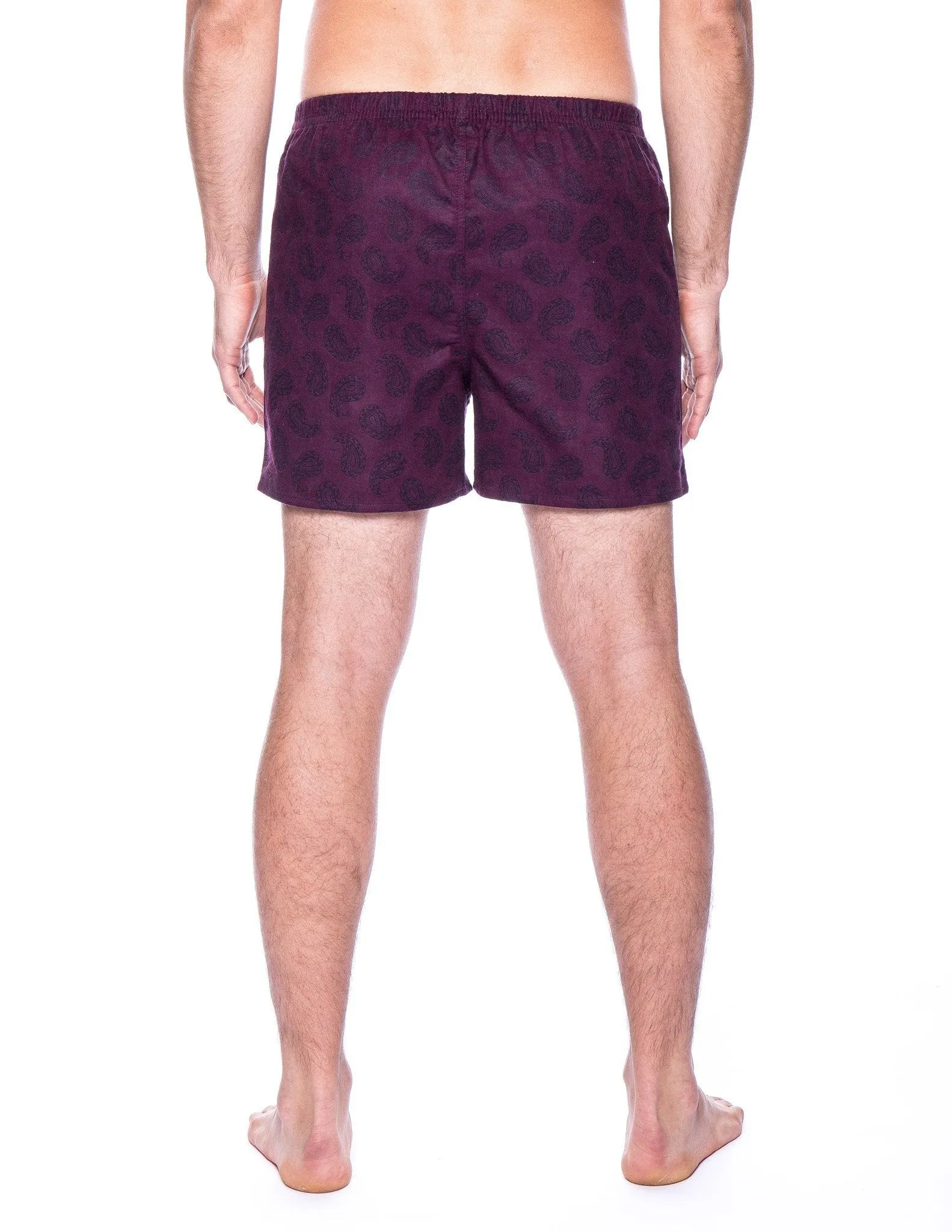 Men's 100% Cotton Flannel Boxers - 2 Pack - Paisley Fig/Navy