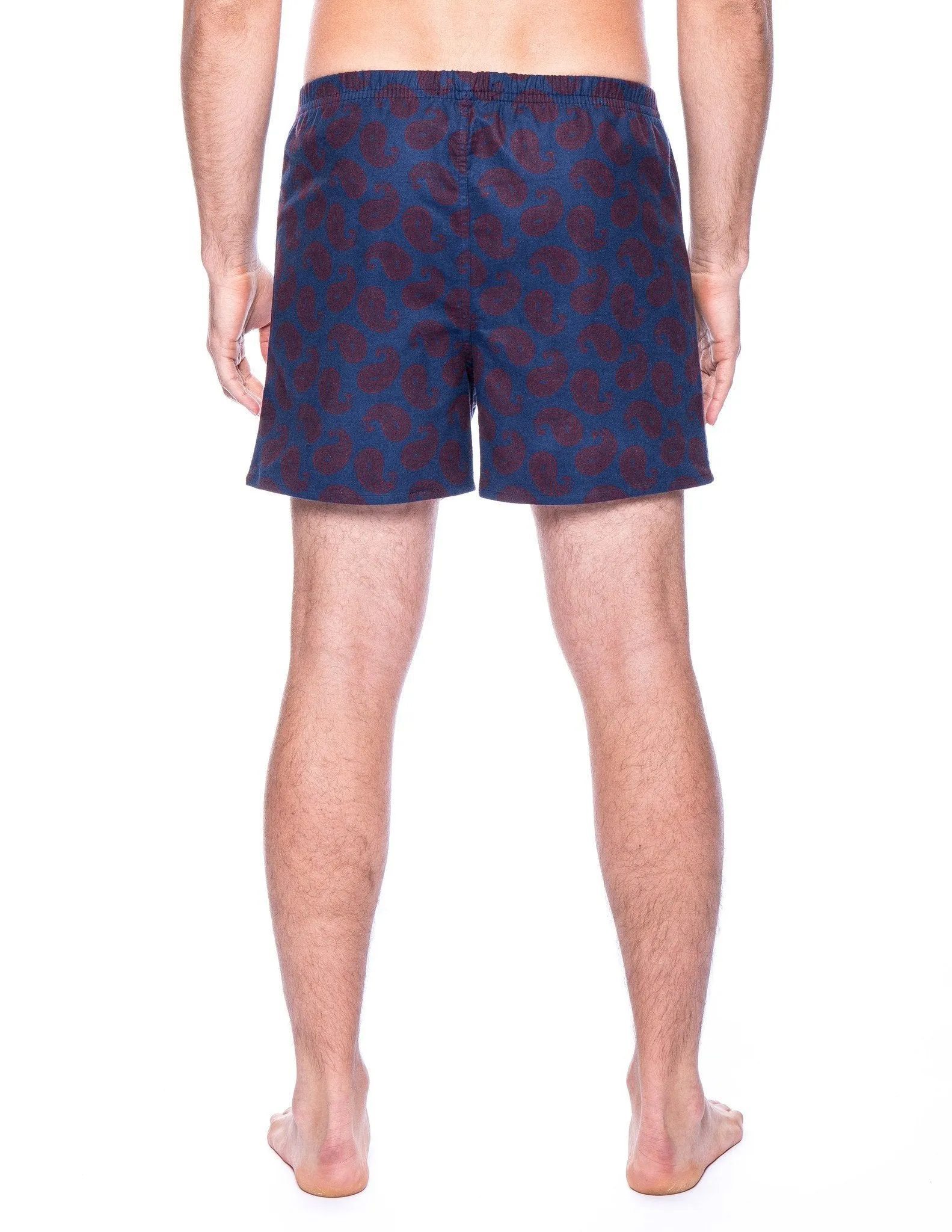 Men's 100% Cotton Flannel Boxers - 2 Pack - Paisley Fig/Navy